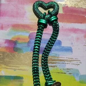 Green Braided Bracelet with Gold Accents